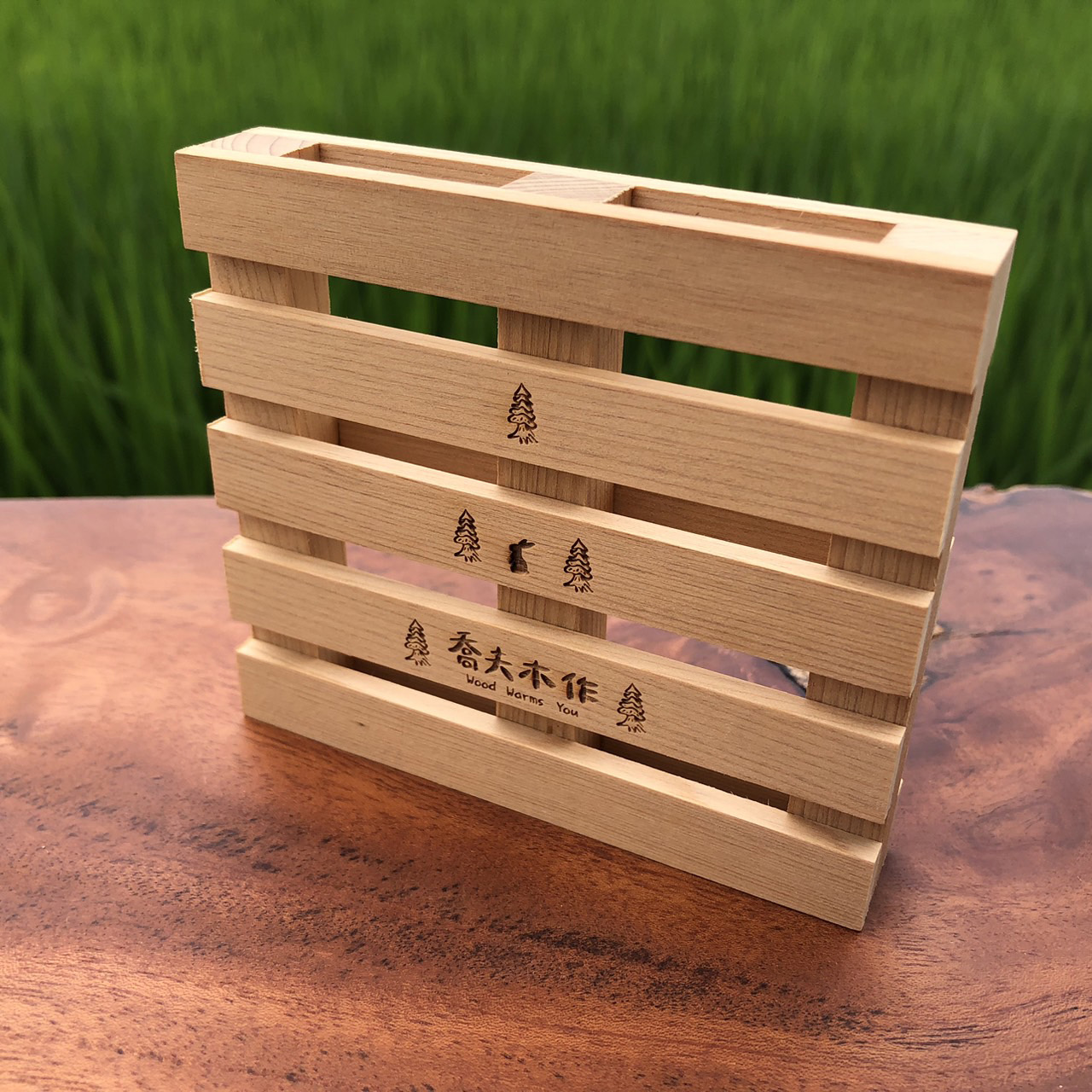 檜木香氛小棧板杯墊